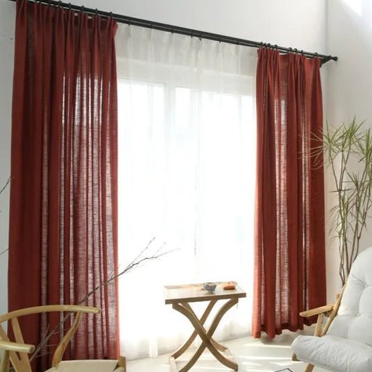 Linen Curtain – Red Voile