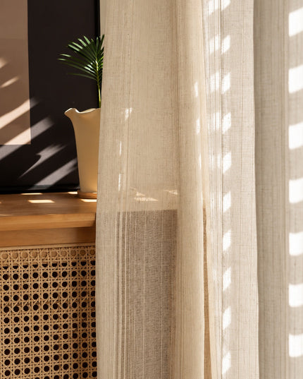 Linen Curtain – Beige Patterned Voile