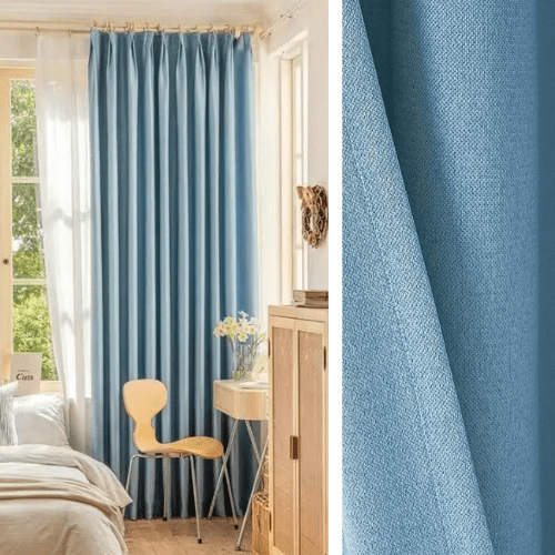 Double Blackout Curtain – Sky Blue