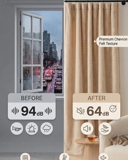 Anti-Noise Curtain 30 dB – Beige