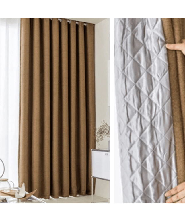 3-in-1 Soundproof Thermal Blackout Curtain – Textured Brown