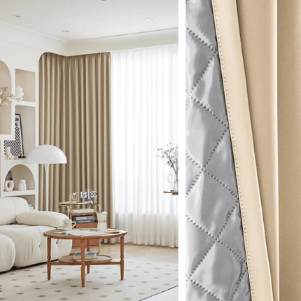 3-in-1 Soundproof Thermal Blackout Curtain – Light Beige