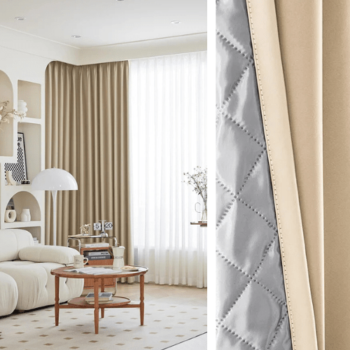 3-in-1 Soundproof Thermal Blackout Curtain – Light Beige