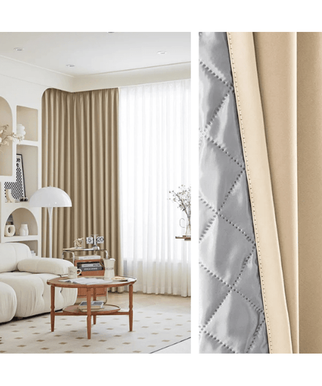 3-in-1 Soundproof Thermal Blackout Curtain – Light Beige