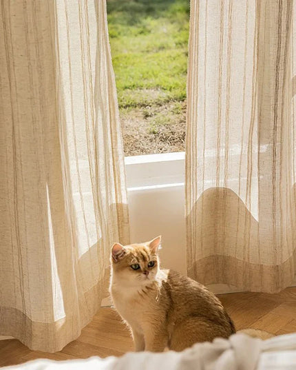 Linen Curtain – Natural Linen Colour Voile Eyelet