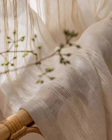 Linen Curtain – Natural Linen Colour Voile Eyelet