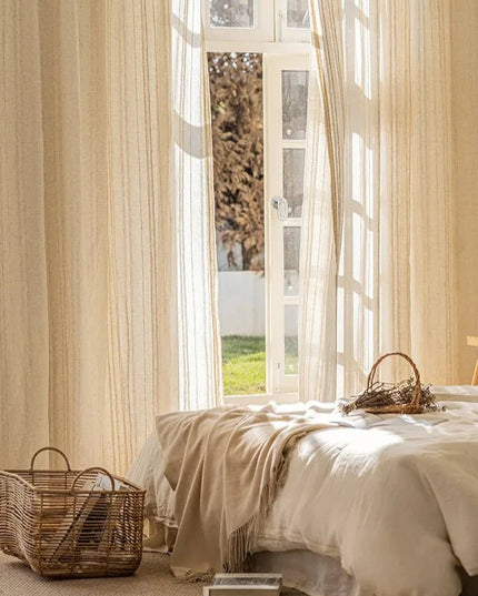 Linen Curtain – Natural Linen Colour Voile Eyelet