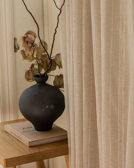 Linen Curtain – Natural Linen Colour Voile Eyelet