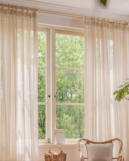 Linen Curtain – Natural Linen Colour Voile Eyelet