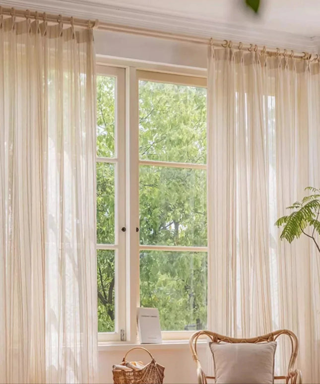 Linen Curtain – Natural Linen Colour Voile Eyelet