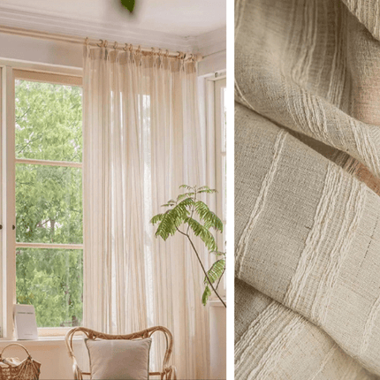 Linen Curtain – Natural Linen Colour Voile Eyelet