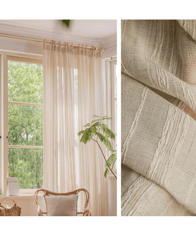 Linen Curtain – Natural Linen Colour Voile Eyelet