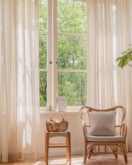 Linen Curtain – Natural Linen Colour Voile Eyelet