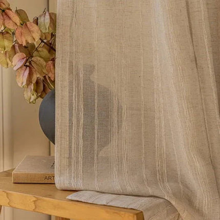 Linen Curtain – Natural Linen Colour Voile Eyelet