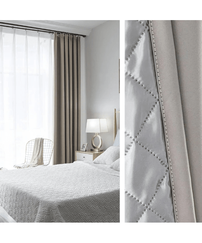 3-in-1 Soundproof Thermal Blackout Curtain – Light Grey