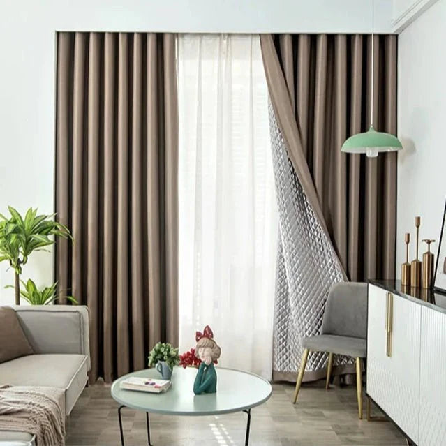 3-in-1 Soundproof Thermal Blackout Curtain – Taupe