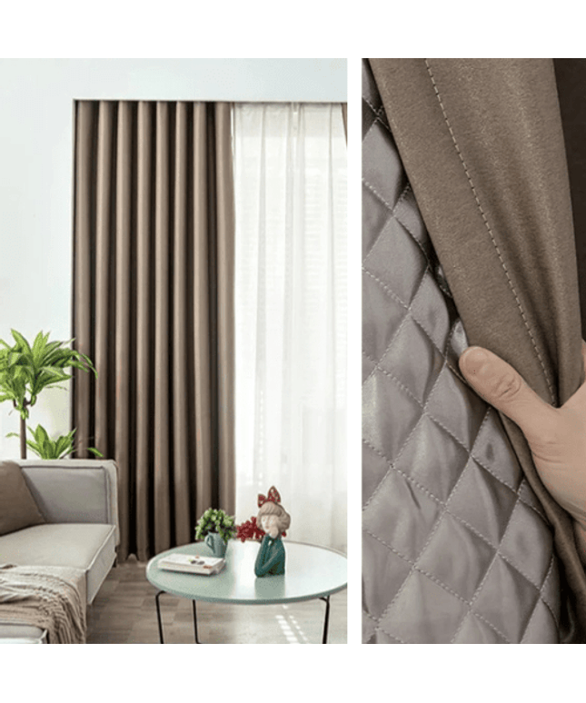 3-in-1 Soundproof Thermal Blackout Curtain – Taupe