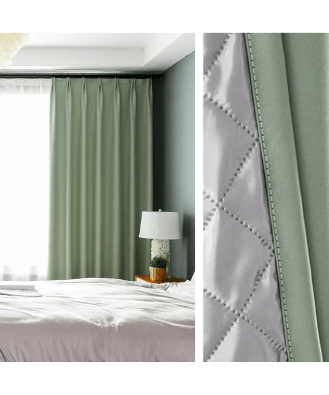 3-in-1 Soundproof Thermal Blackout Curtain – Sage Green