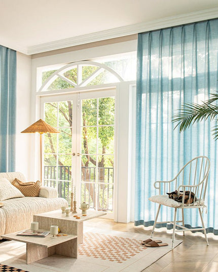 Linen Curtain – Sky Blue Voile