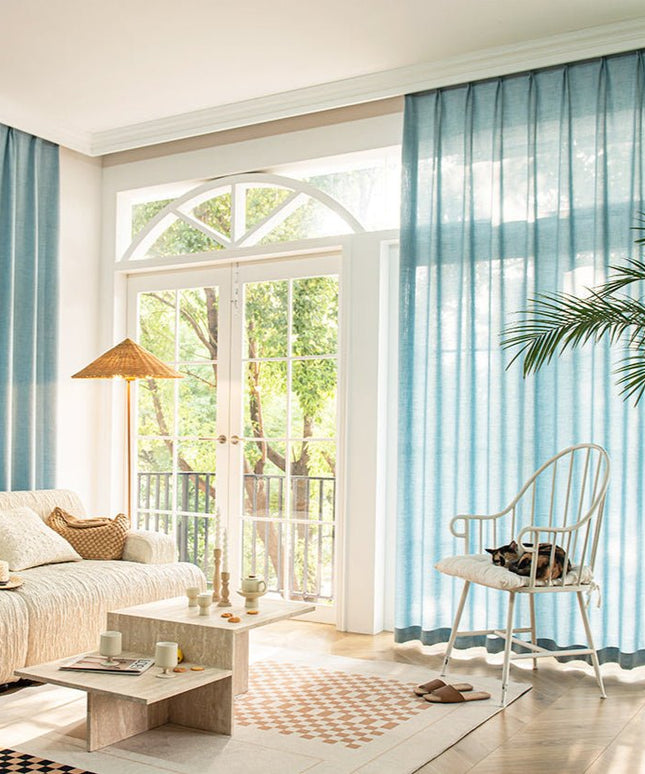 Linen Curtain – Sky Blue Voile