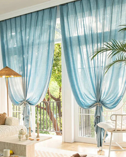 Linen Curtain – Sky Blue Voile