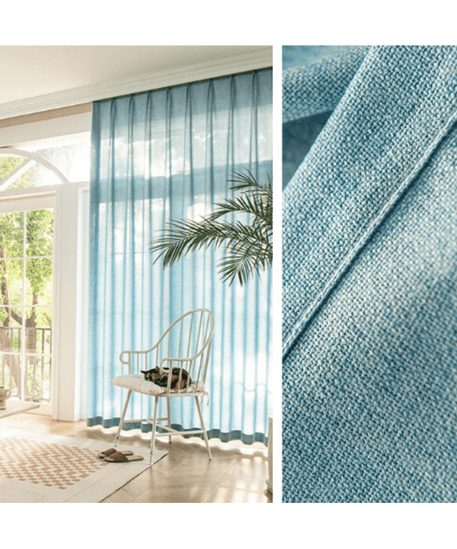 Linen Curtain – Sky Blue Voile